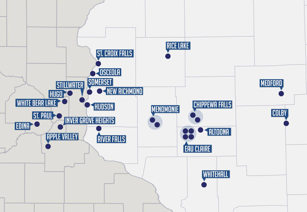 Map of counties for RCU