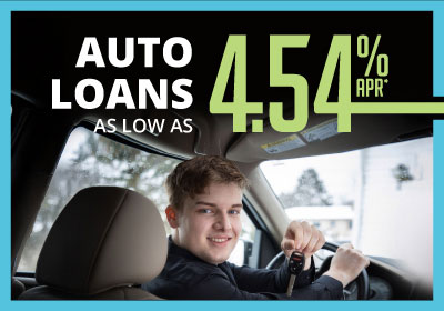 Auto Loan graphic with 4.54% rate number