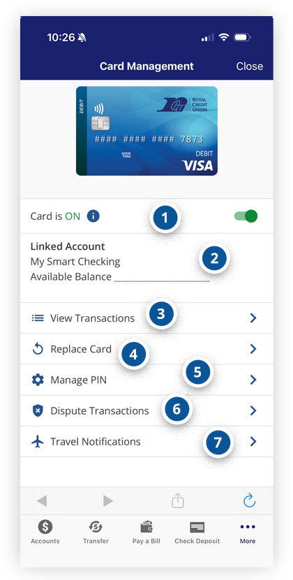 Mobile banking menu and desktop banking menu