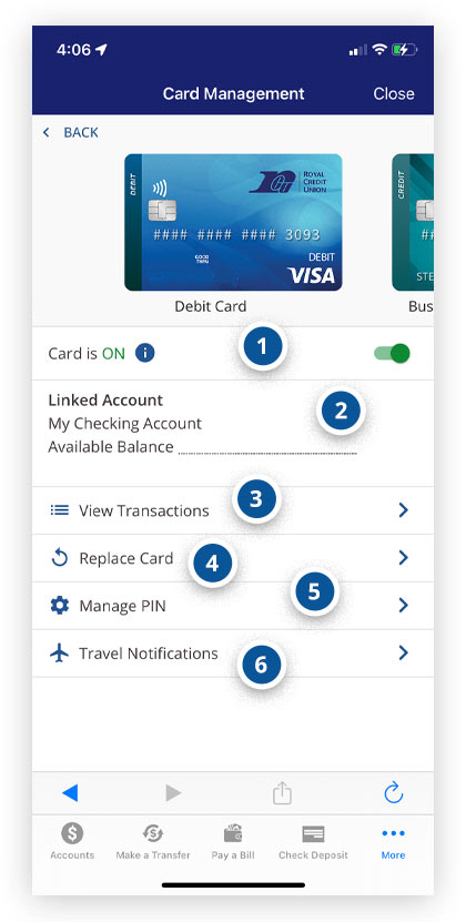 Mobile banking menu and desktop banking menu