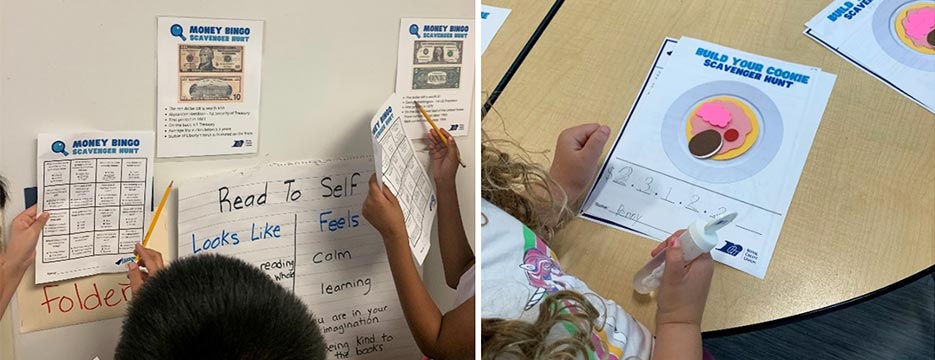 Kids at the event learning about money