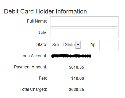 debit card details screen