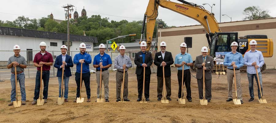 RCU team MEmbers at the groundbreaking holding shovels