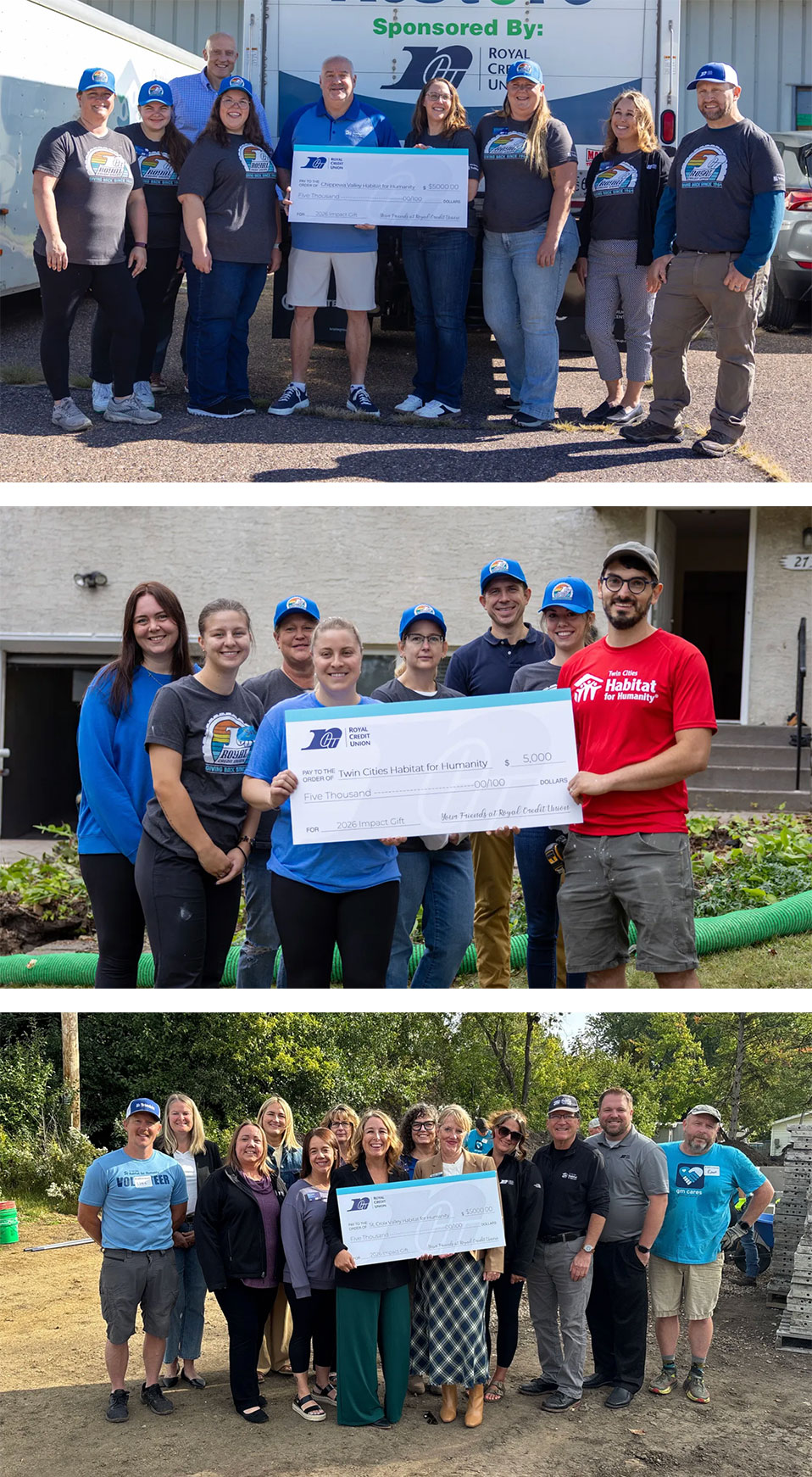 Photo RCU team members holding checks