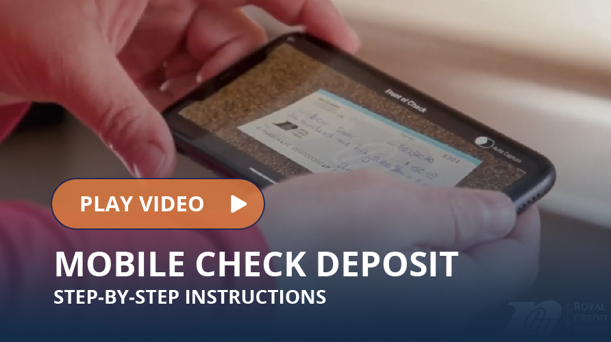 Person making a mobile check deposit 