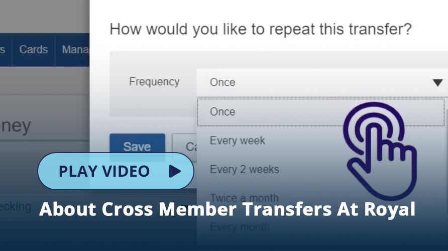 Cross member transfer screen on RCUs banking