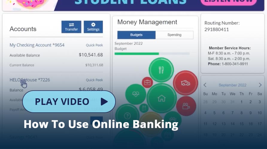 Online banking dashboard screen
