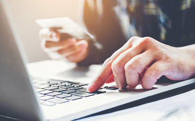 Hand and computer