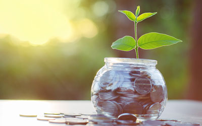 Jar of money growing