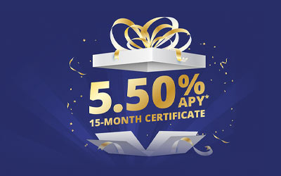 5.50% 15 month certificate banner