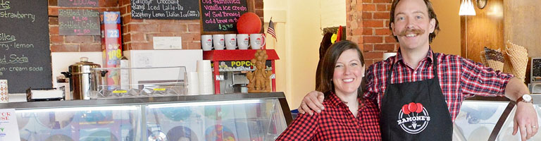 young business owners in ice cream shop