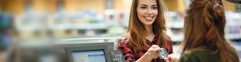 Woman holding credit card
