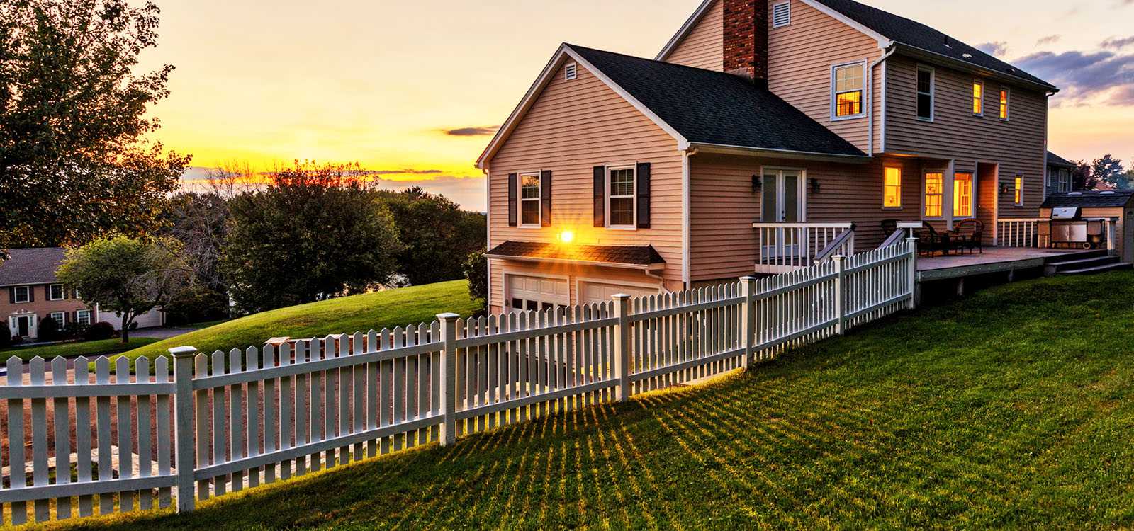exterior of house at dusk