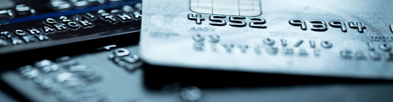 Close up of credit cards for identity theft