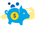 piggy bank and coins icon
