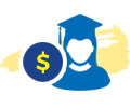 student and dollar sign icon