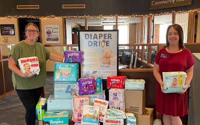 Photo of Royal Credit Union Team with diapers and wipes