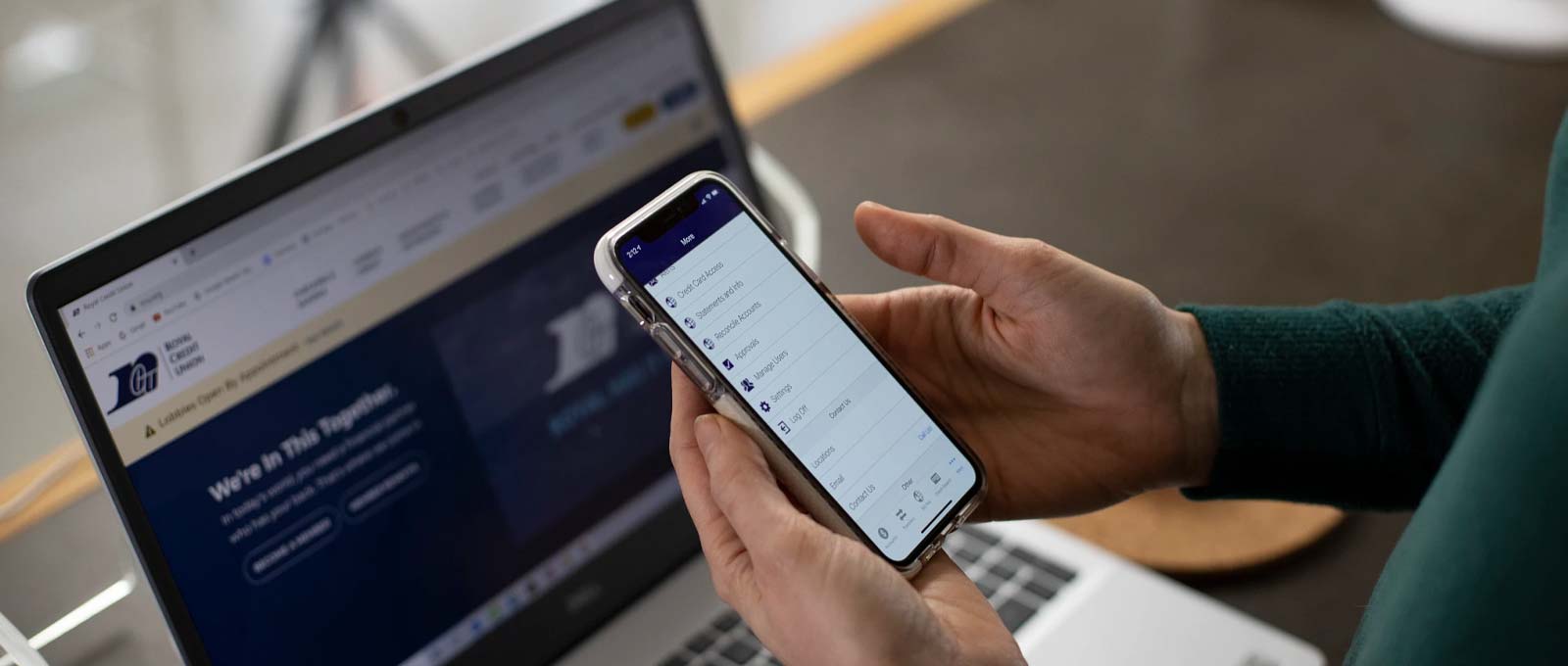 Person using mobile phone for banking