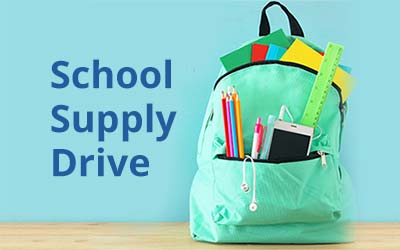 School bag with school supplies
