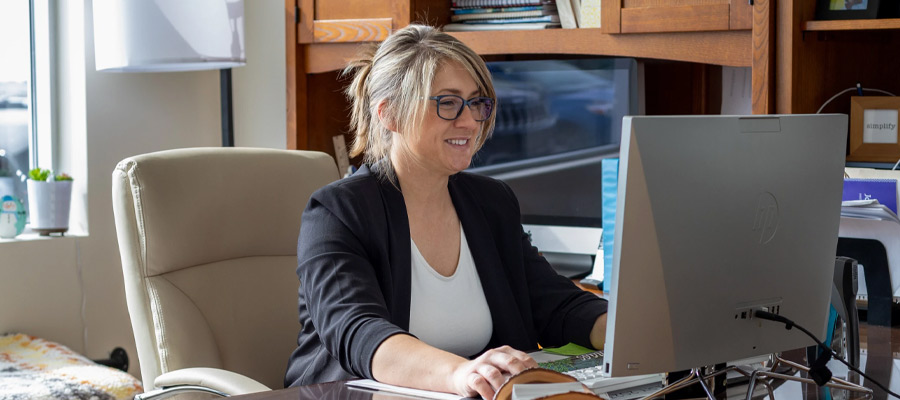 Woman working on her computer