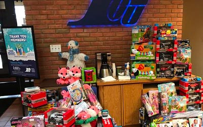 Photo of toys donated at Giving Never Melts toy drive