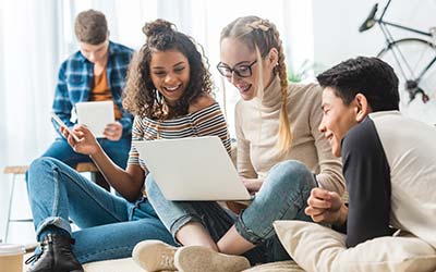 Diverse students working together