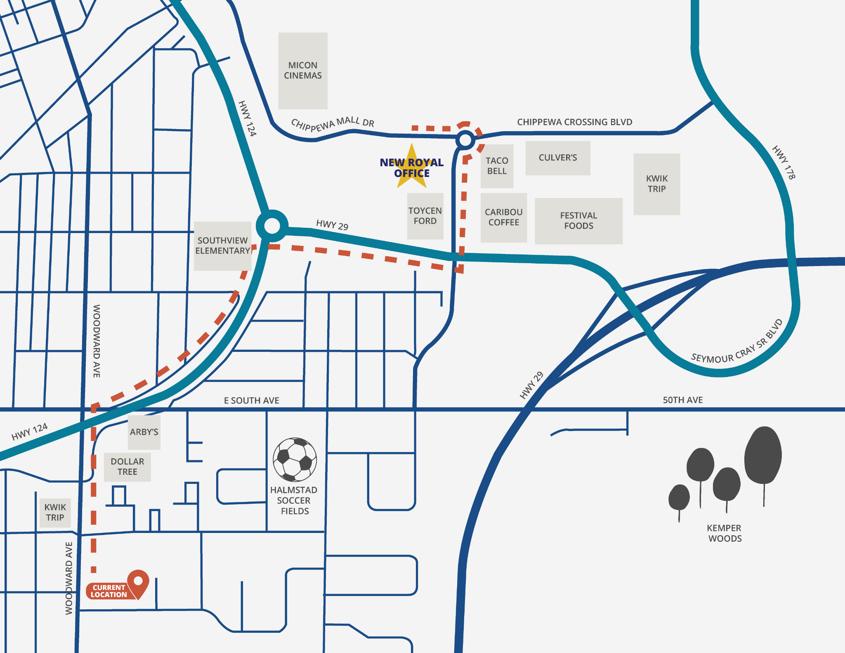 Map of Chippewa Falls and where the new location will be