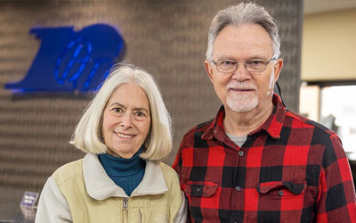 Husband and wife inside a Royal Office