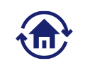 house with circular arrows icon