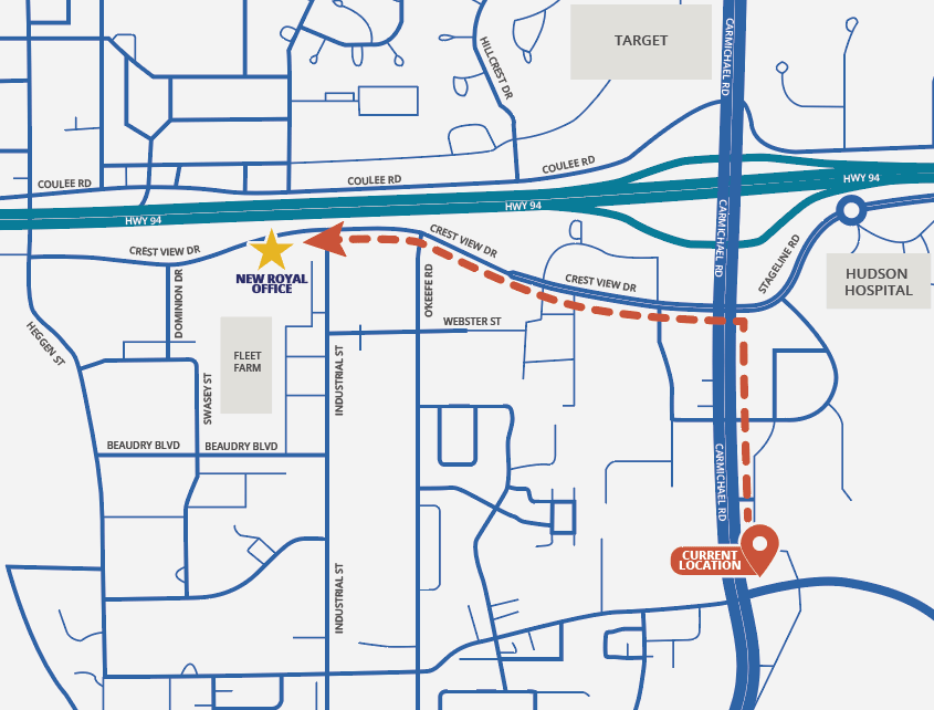 MAp of Hudson and where the new location will be