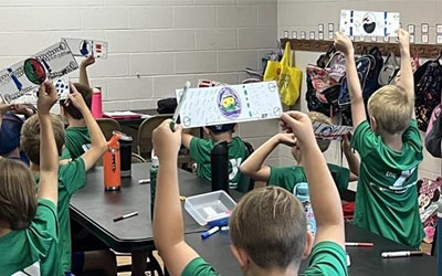 Group of students working and learning together