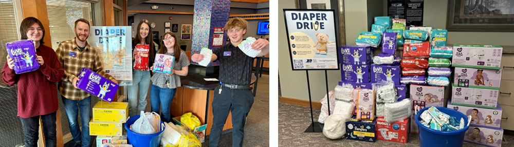 Group of Royal team members holding diapers