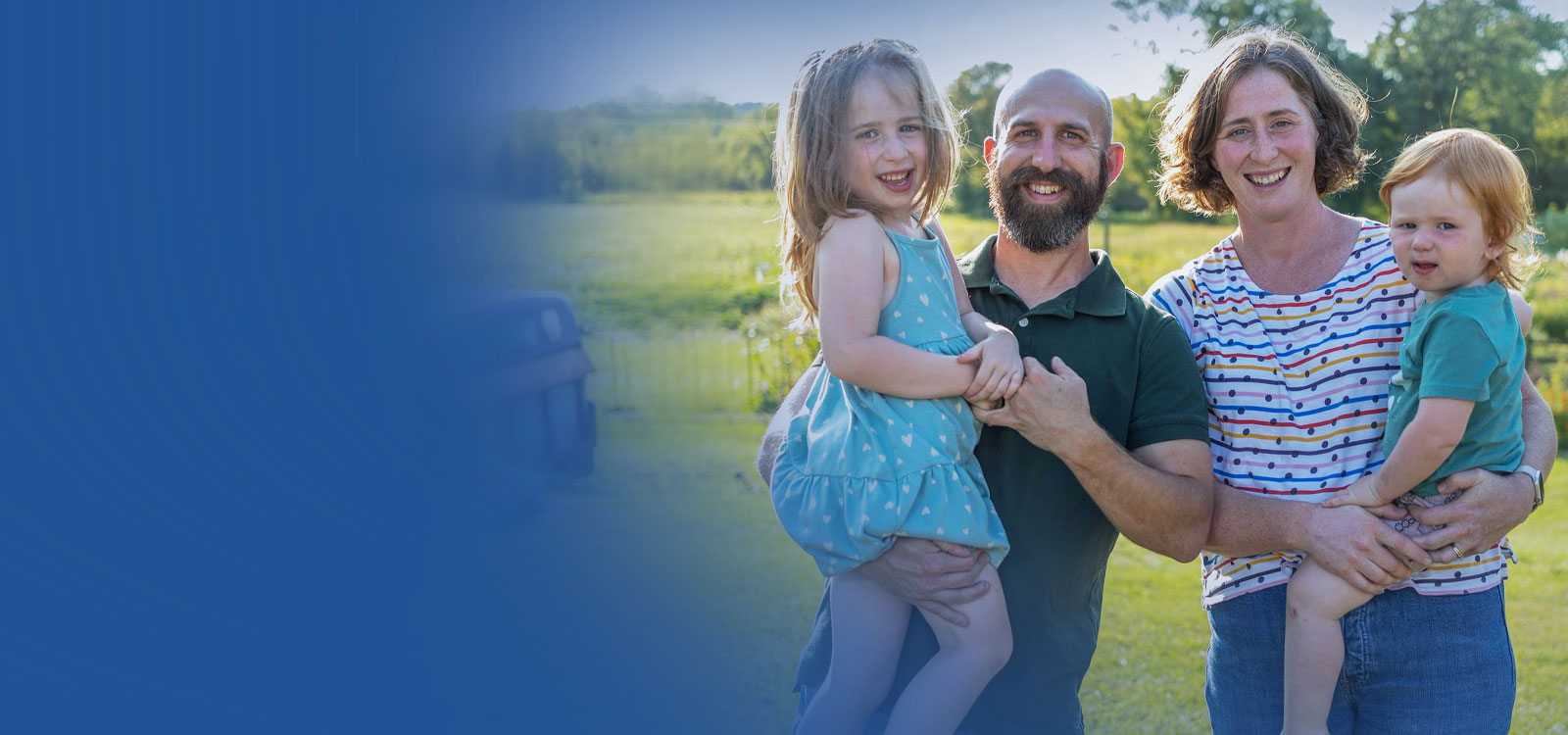 Family in the fields on the farm