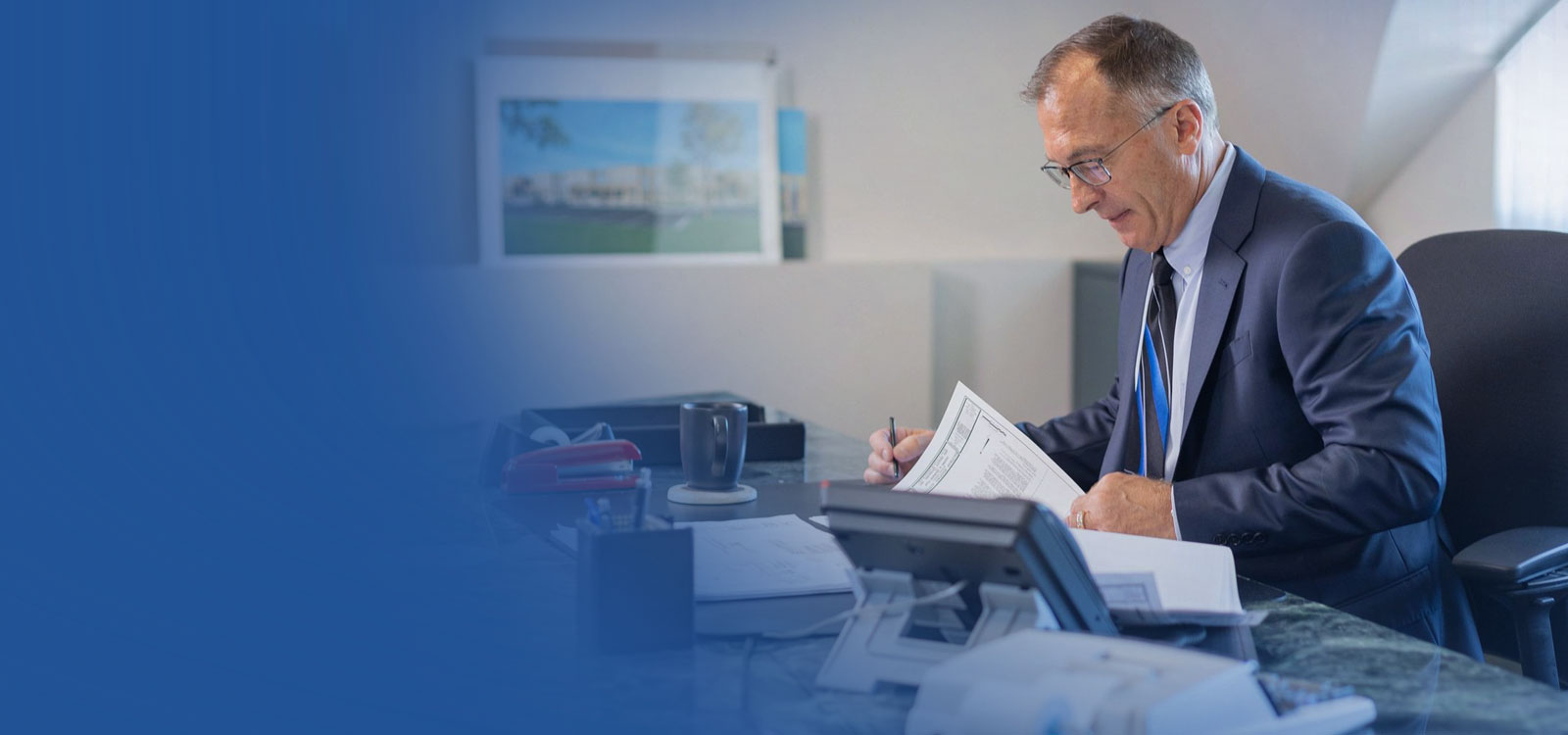 Woman using desktop deposit