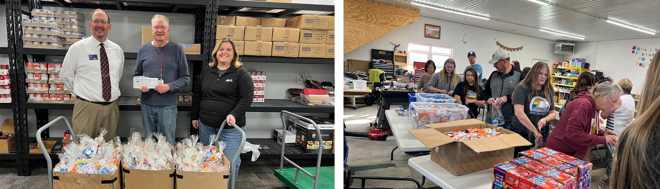 photos from the FORK event showing team members packing up items