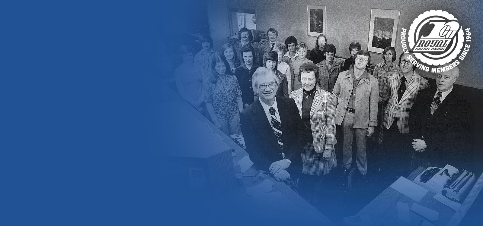 Historical photo and the 60th anniversary logo