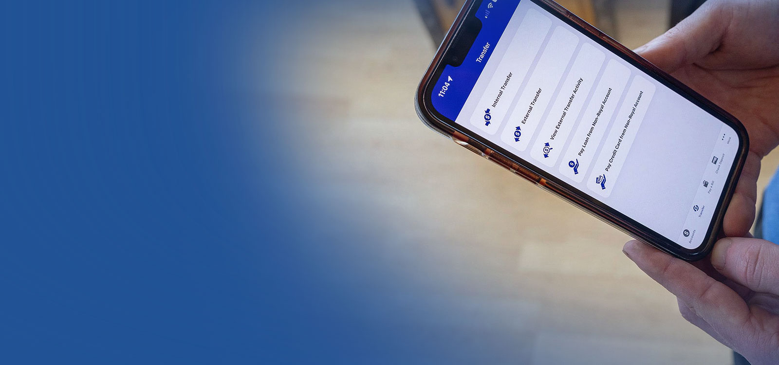 Man using his phone to bank