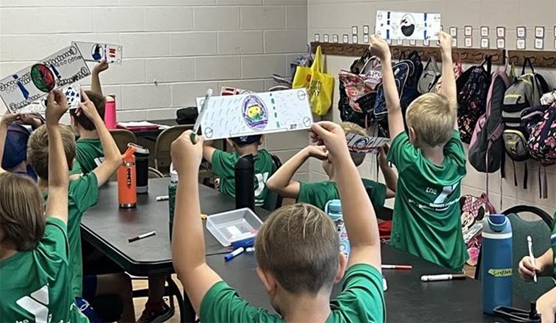 Group of students learning and working together