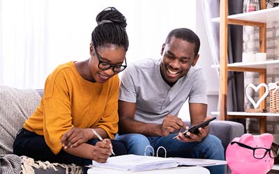 Couple working on finances