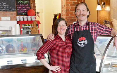 Business owners standing in their store