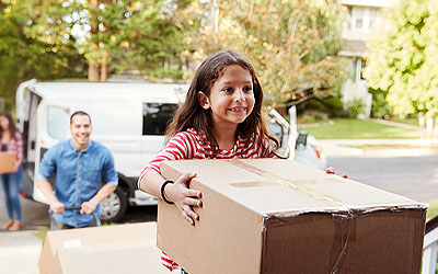 Family moving into a new home