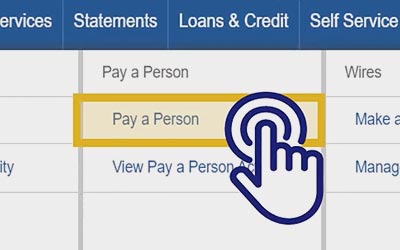 Screenshot of the pay a person screen