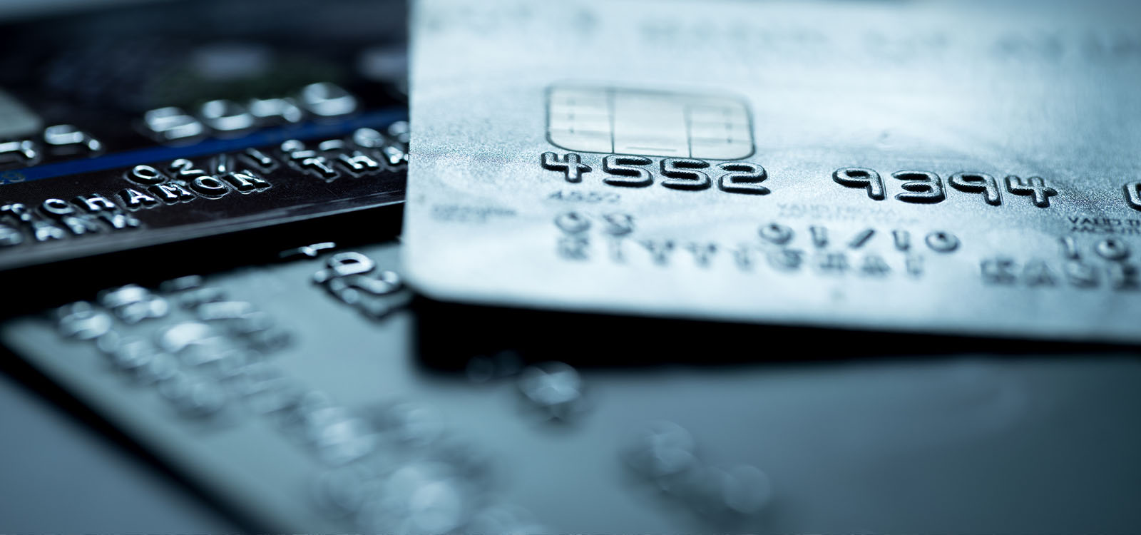 Close up of credit cards for identity theft