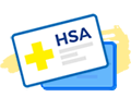 card with medical plus sign and hsa icon
