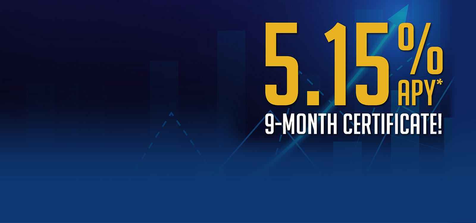 Arrow moving up graphic with a 5.15% 9 month wording