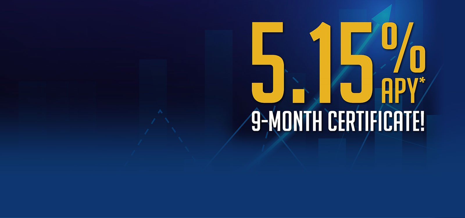 Arrow moving up graphic with a 5.15% 9 month wording