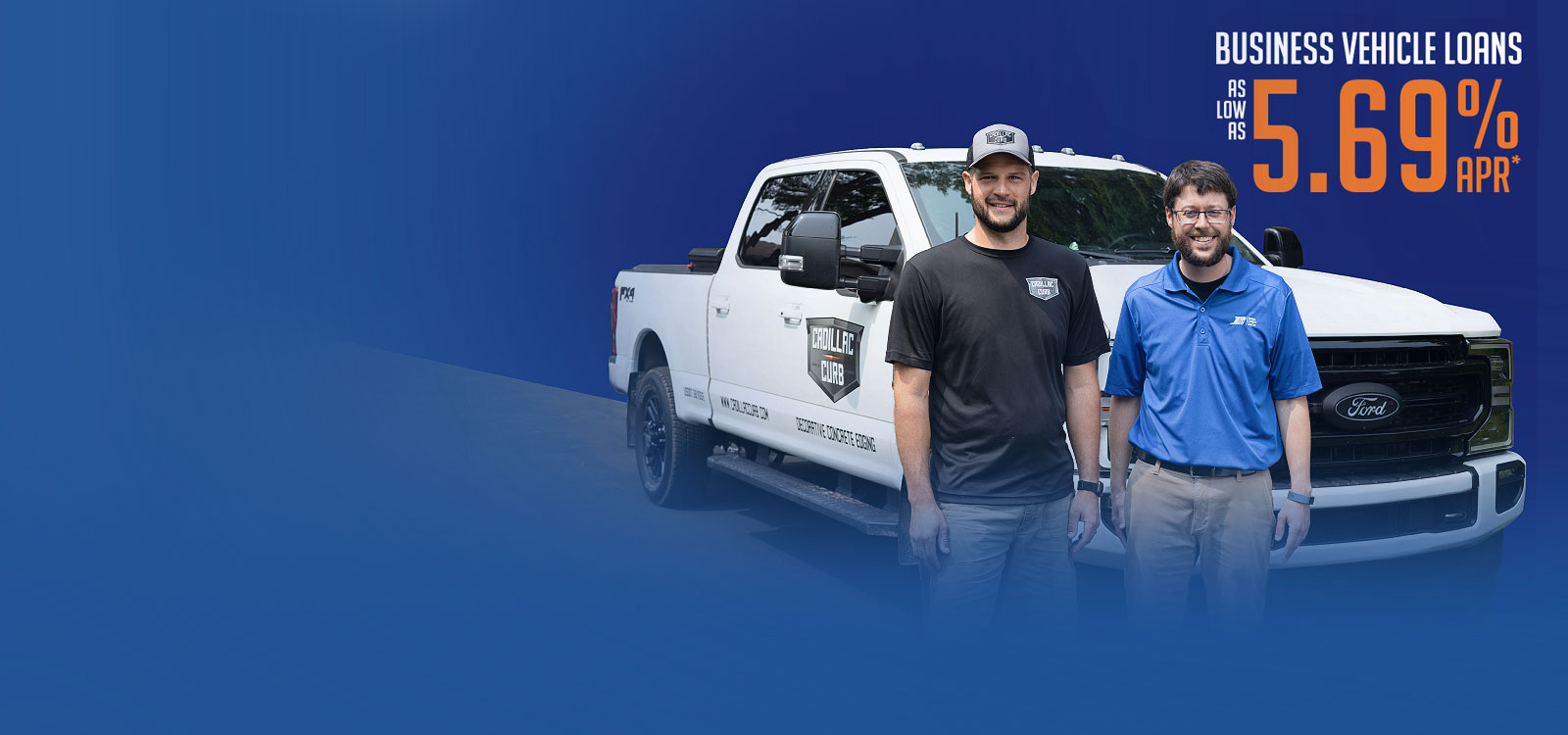 RCU business banker and Member in front of truck